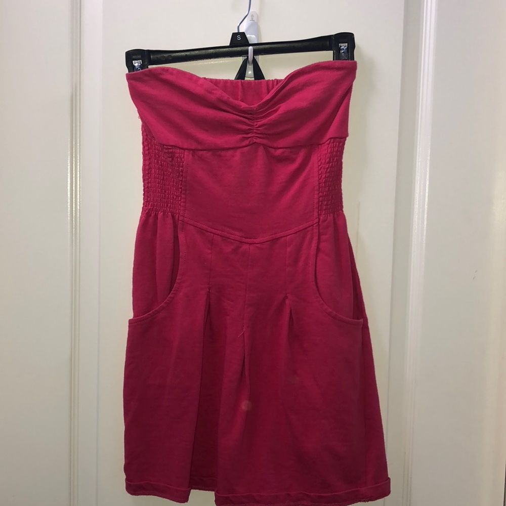 Pink vintage cotton minidress with pockets